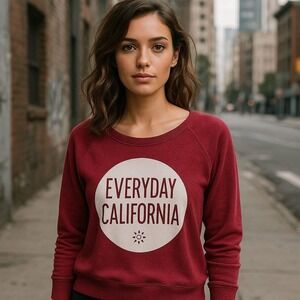 Everyday California La Jolla Burgundy‎ Graphic Sweatshirt Casual Surf Beach  L